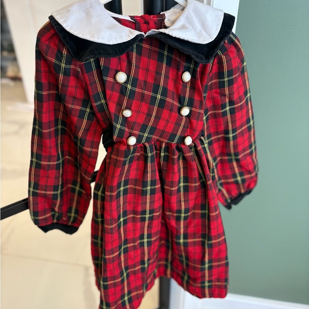 Red Plaid Kids Formal Dress